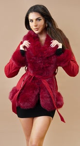 Velouria Fur Coat - Red